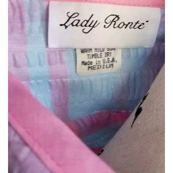 Vintage Lady Ronte Plaid Pink Green Blue Mumu House Dress Smock Women  Medium - Picture 8 of 8